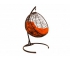Подвесное кресло Кокон Круглый ротанг каркас коричневый-подушка оранжевая
