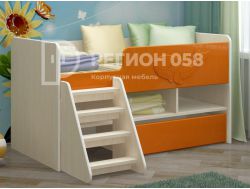 Кровать-чердак с ящиками Юниор-3 3Д МДФ Оранжевый