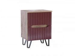 Тумба прикроватная МС Ливерпуль Дуб Вотан/Бордо Глянец